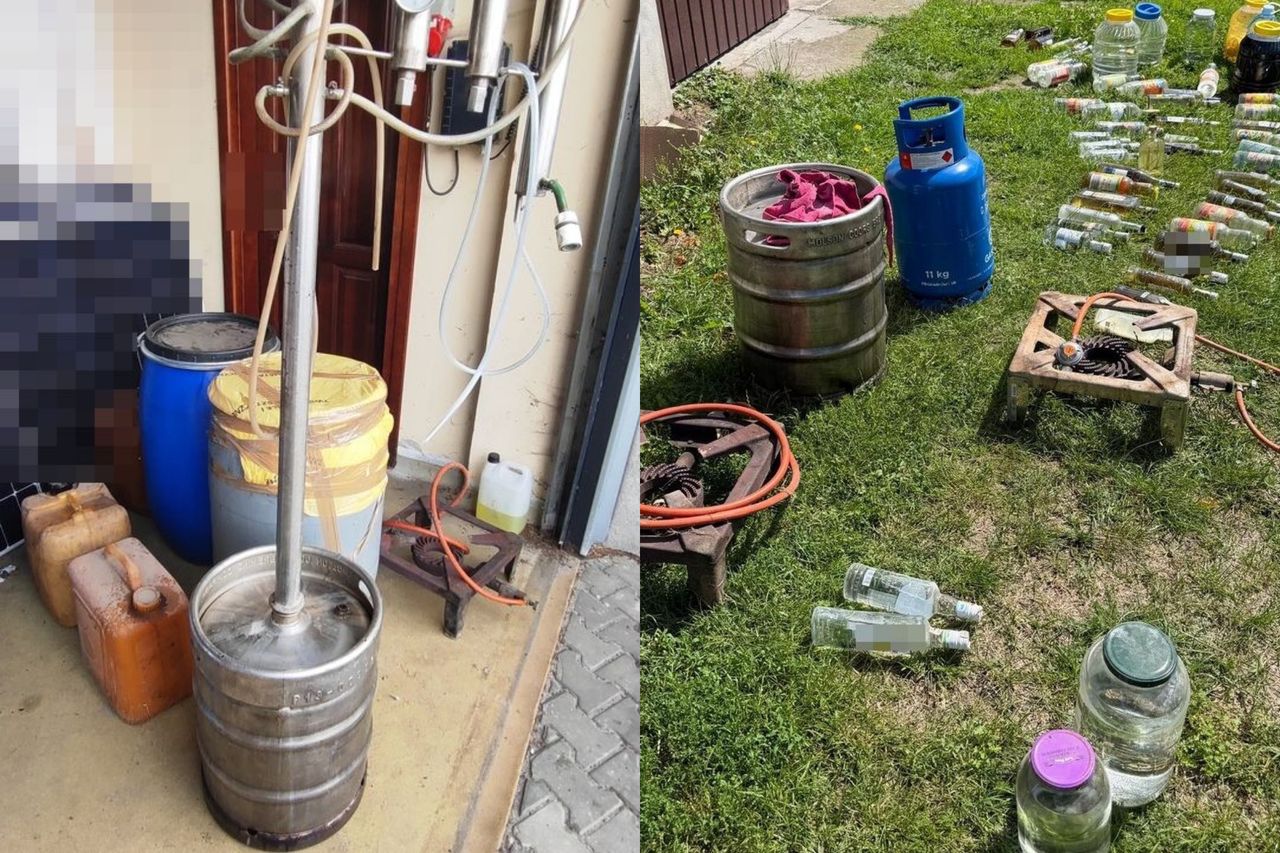 Policjanci weszli na posesję 62-latka. Odkryli nielegalną produkcję alkoholu