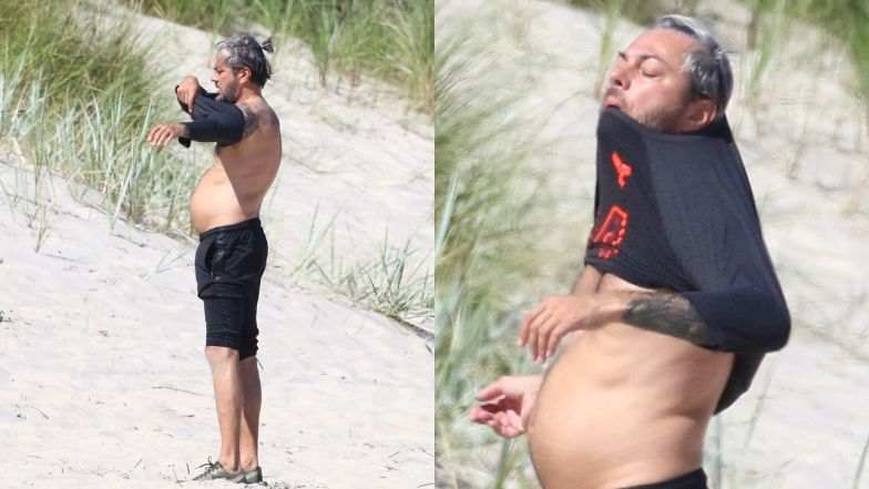 Oliwier Janiak trenuje na plaży