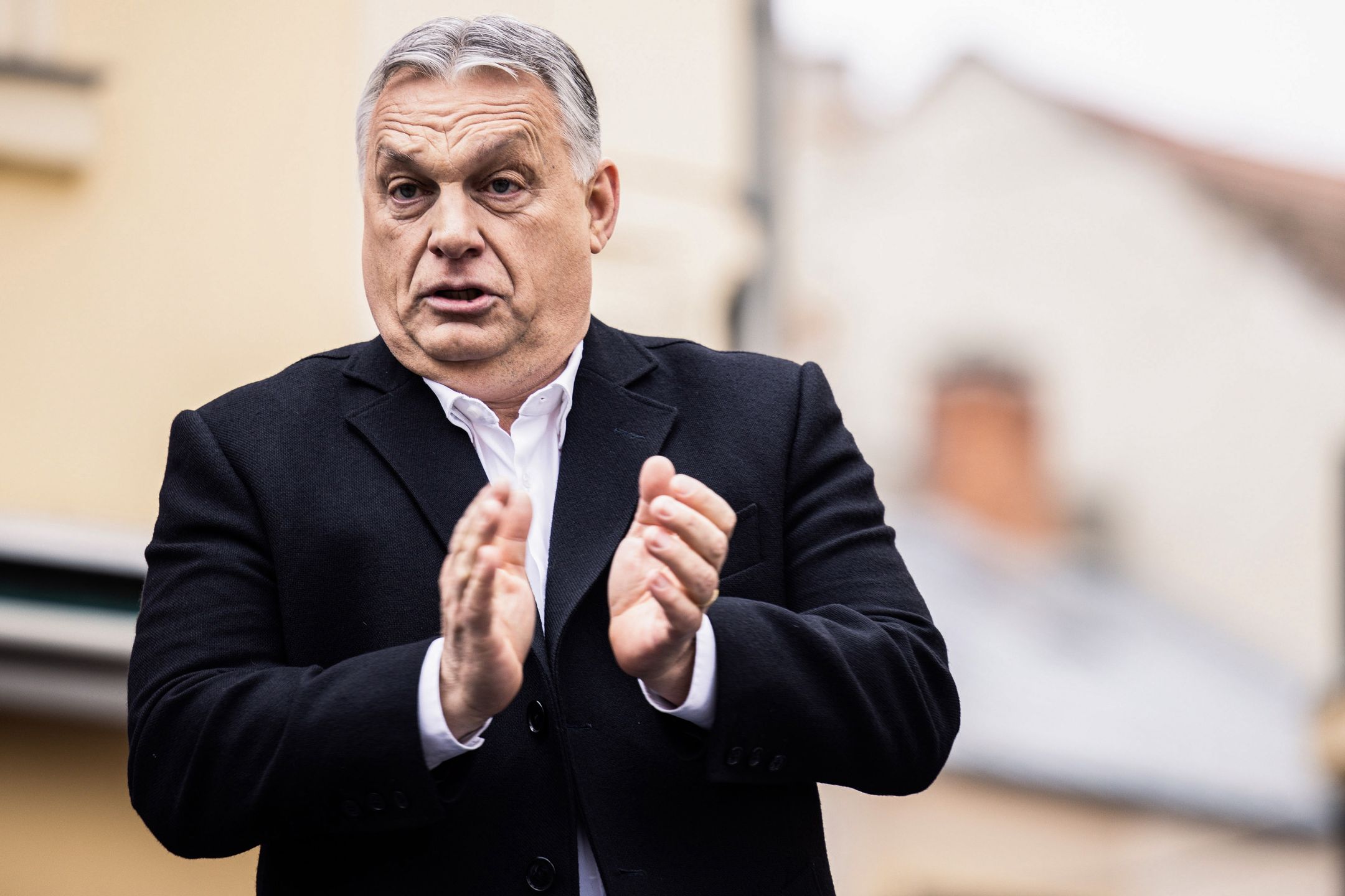 Viktor Orban, Hungary's prime minister, applauds during his final campaign speech ahead of the general election, in Szekesfehervar, Hungary, on Friday, April 1, 2022. With Orban tipped to win a fourth consecutive term in Sundays general election, stock investors in Hungary are already focusing on how hell fix the budget hole created to help his government stay in power. Photographer: Akos Stiller/Bloomberg via Getty Images