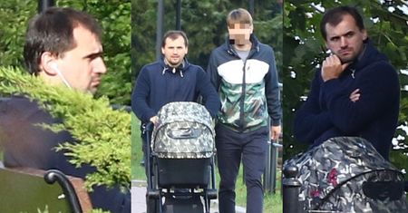 Znudzony Marcin Dubieniecki z synkiem na spacerze (ZDJĘCIA)