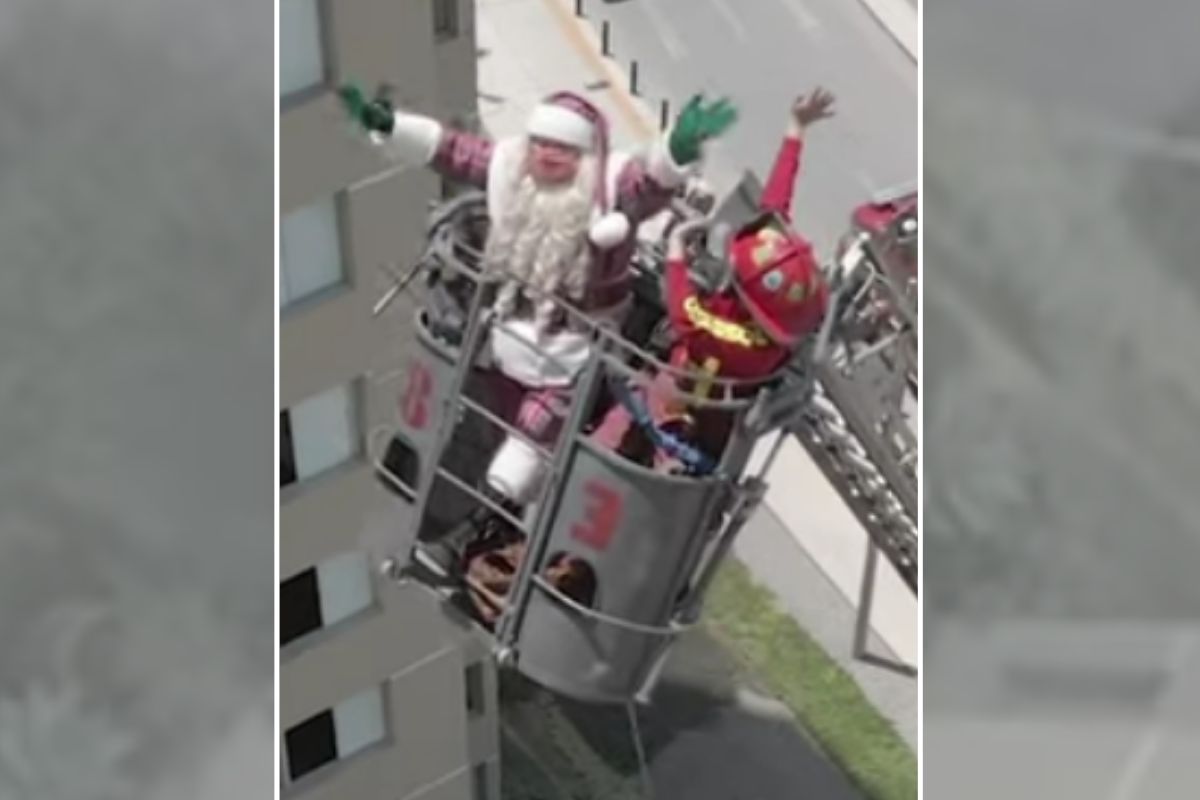 Święty Mikołaj wjechał na 7. piętro szpitala. Reakcja dzieci? Bezcenna