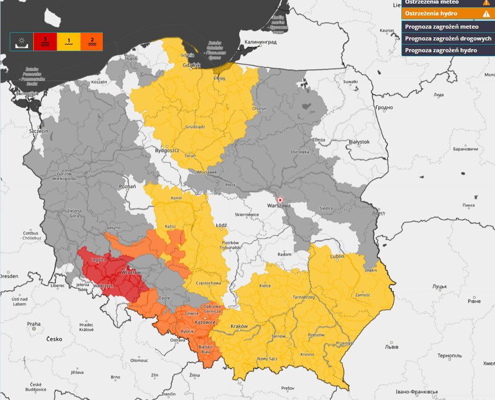 Aktualne ostrzeżenia meteorologiczne i hydrologiczne