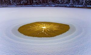 Tajemniczy krąg na lodzie. Leśnicy pokazali zdjęcie