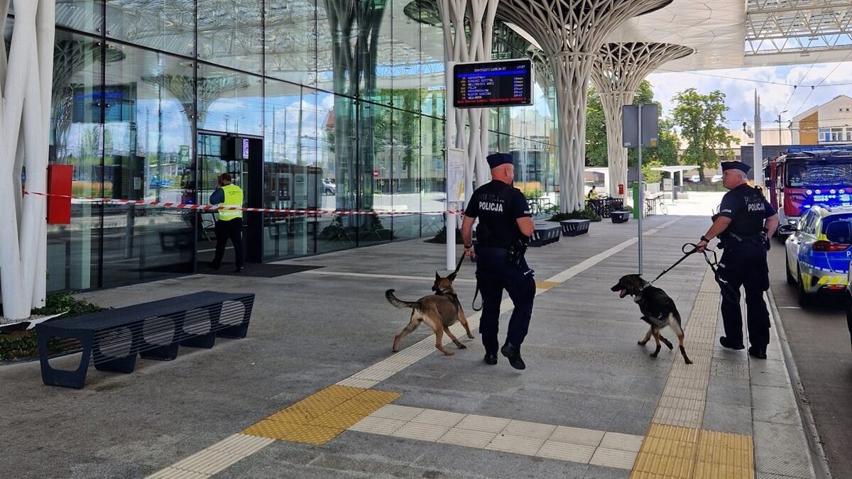 Policjanci z psami na Dworcu Lublin