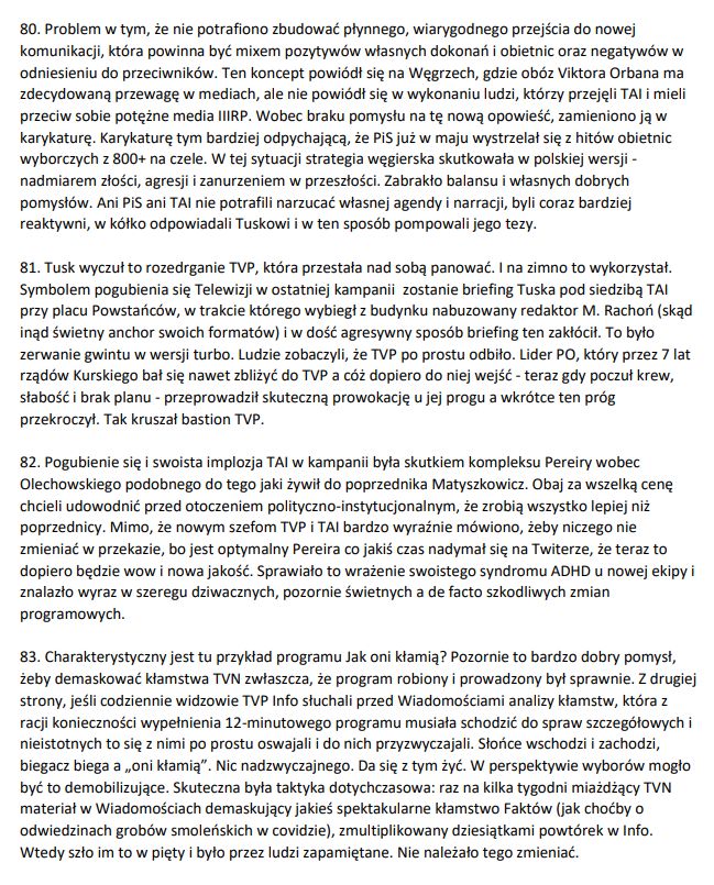 Raport dla Jarosława Kaczyńskiego