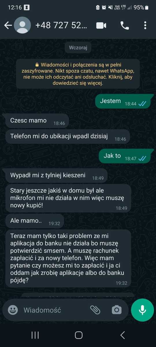 Oszustwo na WhatsAppie