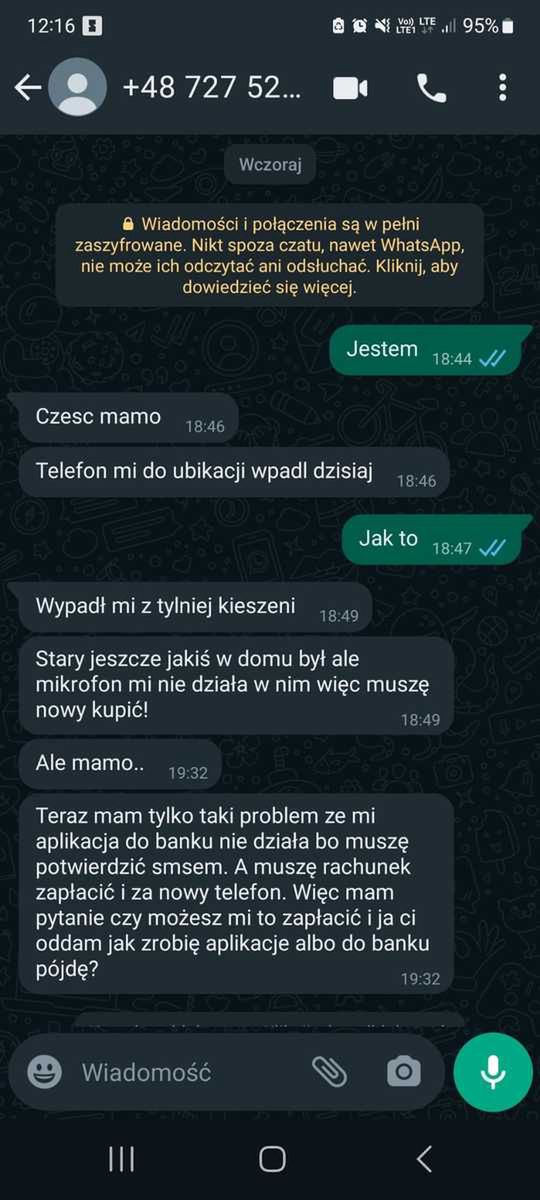 Oszustwo na WhatsAppie