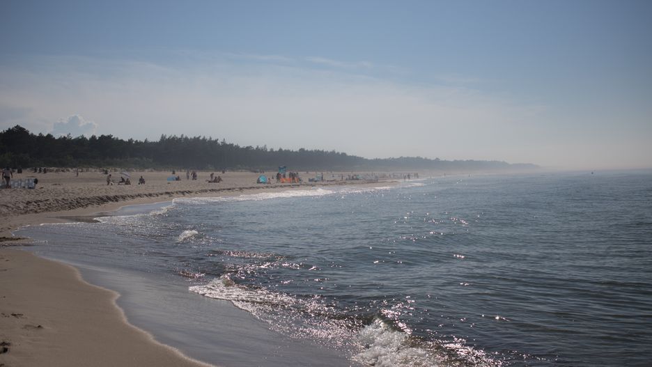 View Of The Beach In Jastrzebia Gora, Poland, on June 1, 2024. Tourists And Children Resting.(Photo by Weronika Kowalska/NurPhoto via Getty Images)