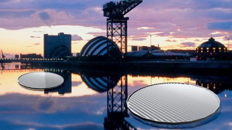 Słoneczne lilie wodne na rzece Clyde w Glasgow 1