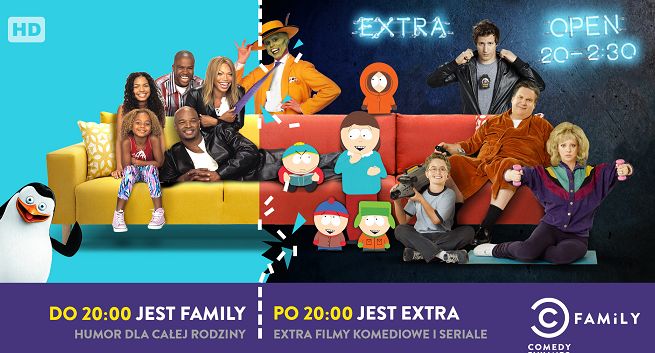 Amerykańskie filmy komediowe, seriale i programy rozrywkowe wieczorami w Comedy Central Family