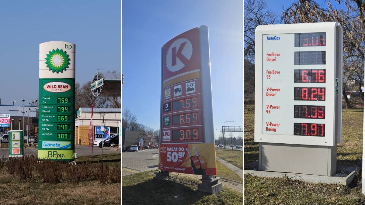 Ceny paliw na stacjach w centrum Lublina - 09.03.2026