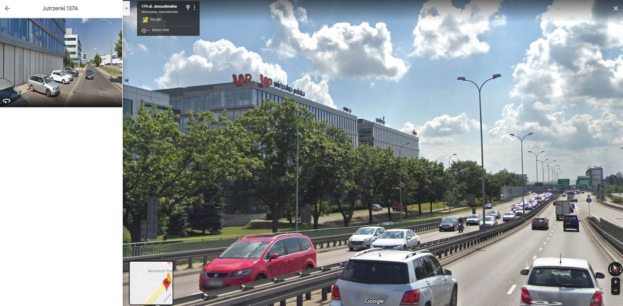 Wirtualna Polska w Warszawie – widok Street View w Mapach Google.