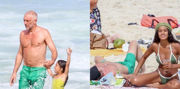 58-letni Vincent Cassel relaksuje się na plaży w Rio z młodszą o TRZY DEKADY ukochaną i 6-letnią córką
