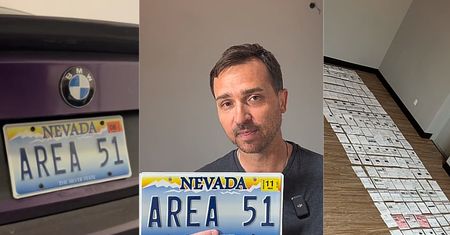 Ma tablicę z napisem Area 51. Teraz ostrzega innych kierowców
