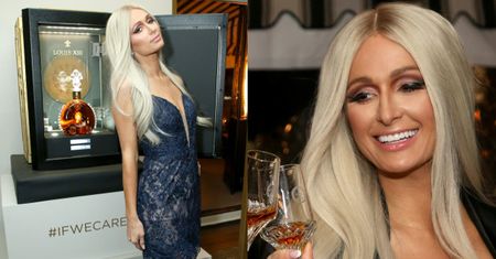 Opalona Paris Hilton pręży się przy butelce koniaku...