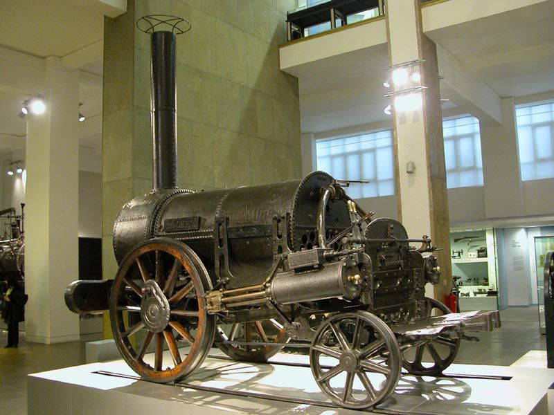 Parowóz Stevensona „Rocket” znajdujący się w Muzeum Nauki w Londynie.