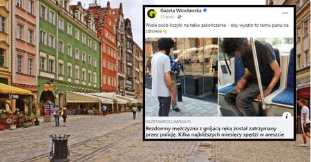 Terroryzował Wrocławian. Mężczyzna z gnijącą ręką trafił w ręce policji