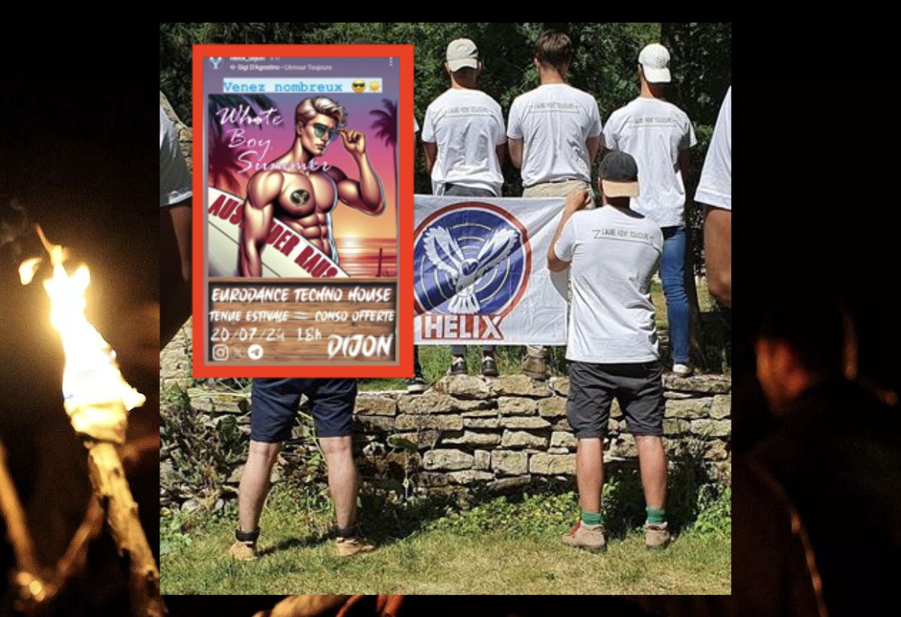 Posters featuring a boy with a surfboard and the text "Auslander raus" invited people to a xenophobic event in the French city of Dijon on July 20.