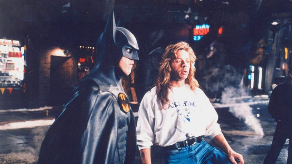 David Lea i Michael Keaton na planie "Powrót Batmana"