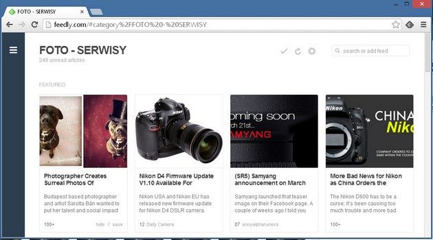 Feedly menu