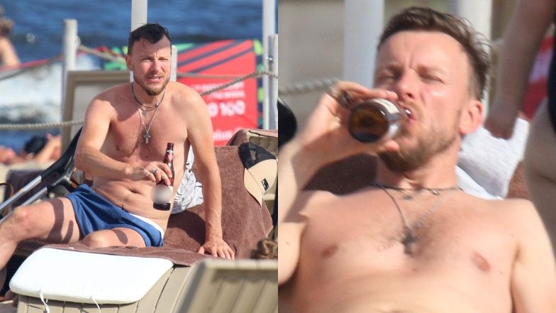 Piotr Kupicha wypoczywa na plaży w Sopocie z żoną i córką