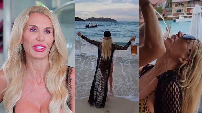 Aneta Glam z "Żon Miami" oblewa się szampanem 