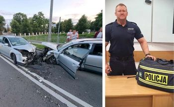 Policjant z Płocka bohaterem po służbie. Na urlopie uratował poszkodowanych i zatrzymał pijanego kierowcę!
