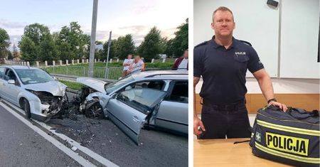 Policjant z Płocka bohaterem po służbie. Na urlopie uratował poszkodowanych i zatrzymał pijanego kierowcę!
