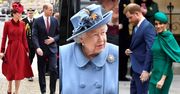 Rodzina królewska w towarzystwie "po prostu Harry'ego" i rozpromienionej Meghan Markle zadaje szyku na mszy z okazji Commonwealth Day (ZDJĘCIA)