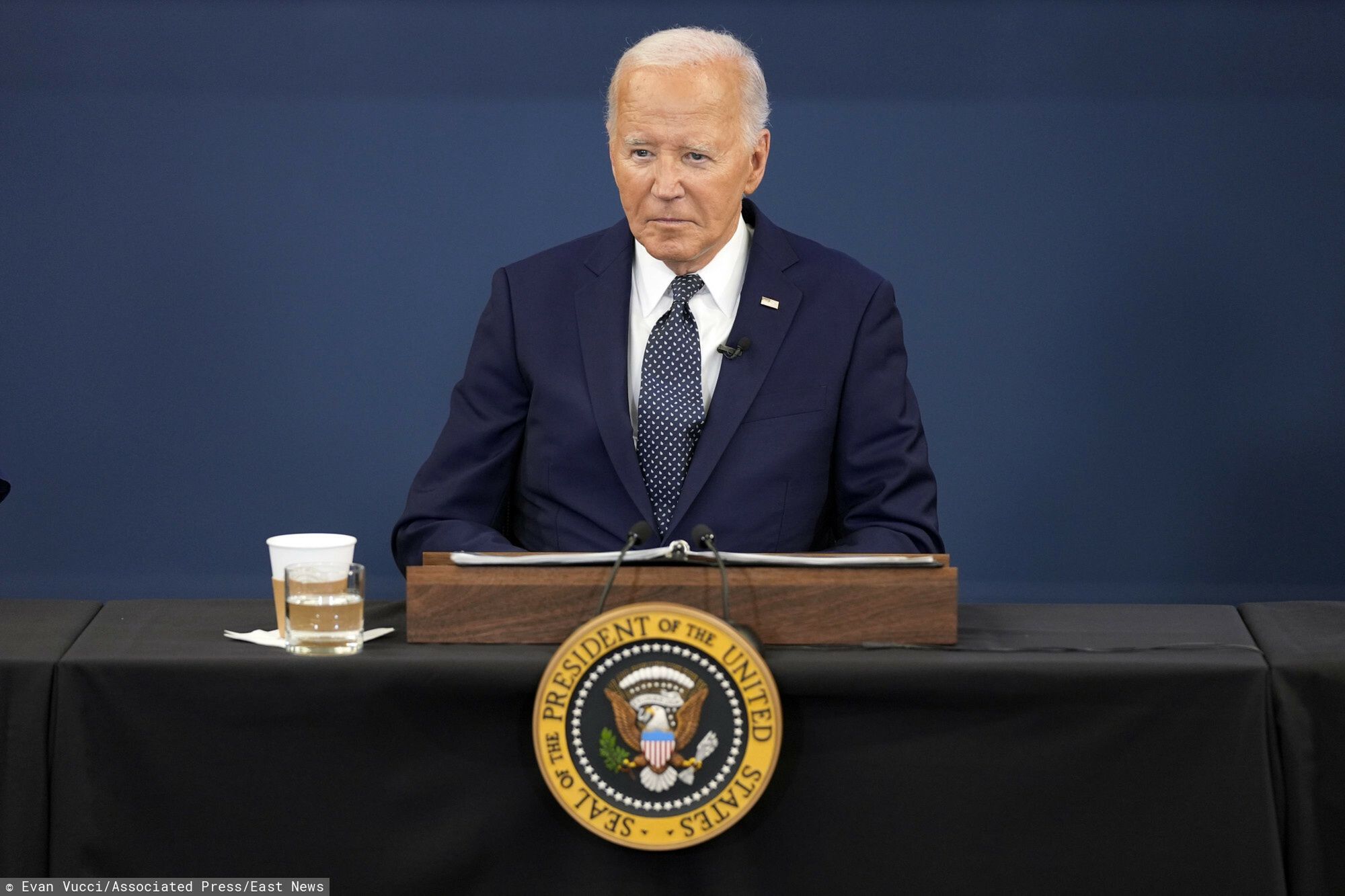 Temporary
President Joe Biden listens during a visit to the D.C. Emergency Operations Center, Tuesday, July 2, 2024, in Washington. (AP Photo/Evan Vucci)
Evan Vucci