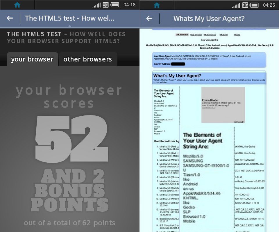 Tizen - test html5 i User Agent