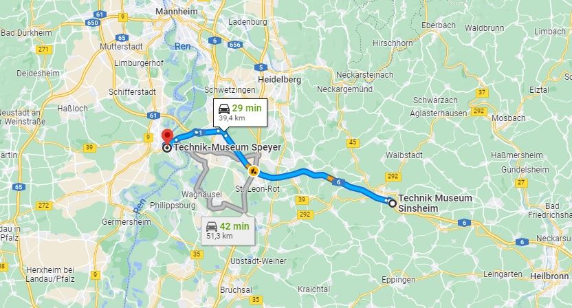 Mapka Sinsheim - Speyer