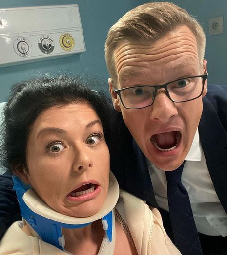 Kasia Cichopek i Marcin Mroczek na planie "M jak Miłość"