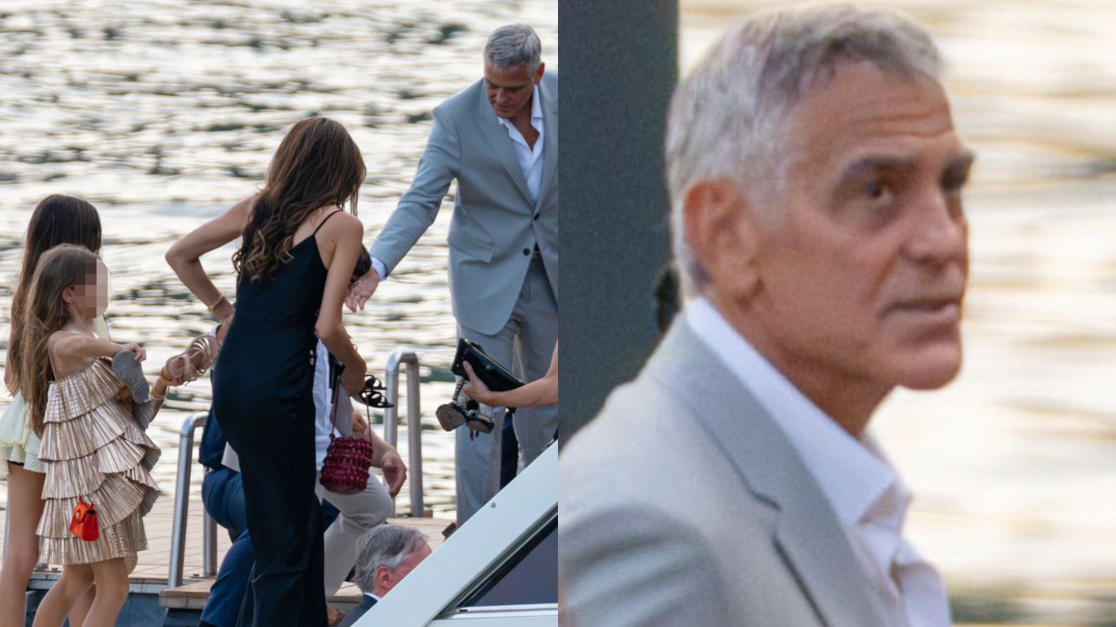 George Clooney z rodziną nad jeziorem Como