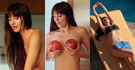 Schowana za granatami Dakota Johnson reklamuje bieliznę (ZDJĘCIA)