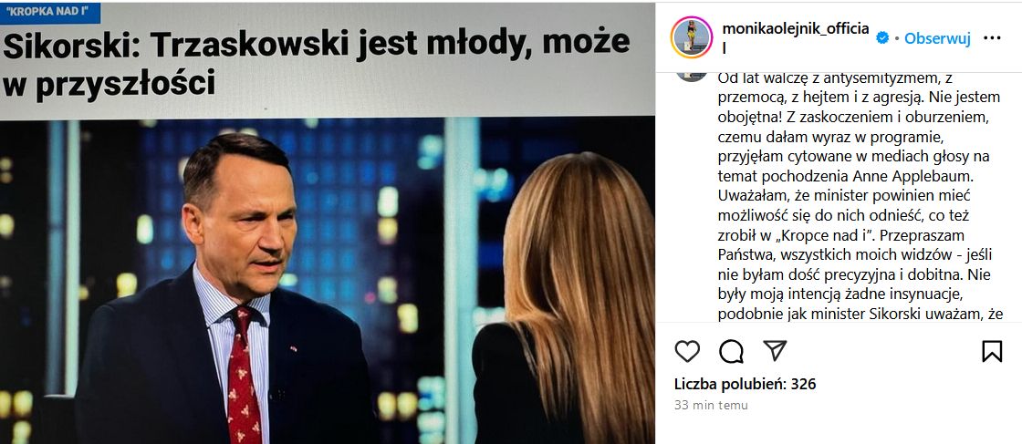 Wpis Moniki Olejnik