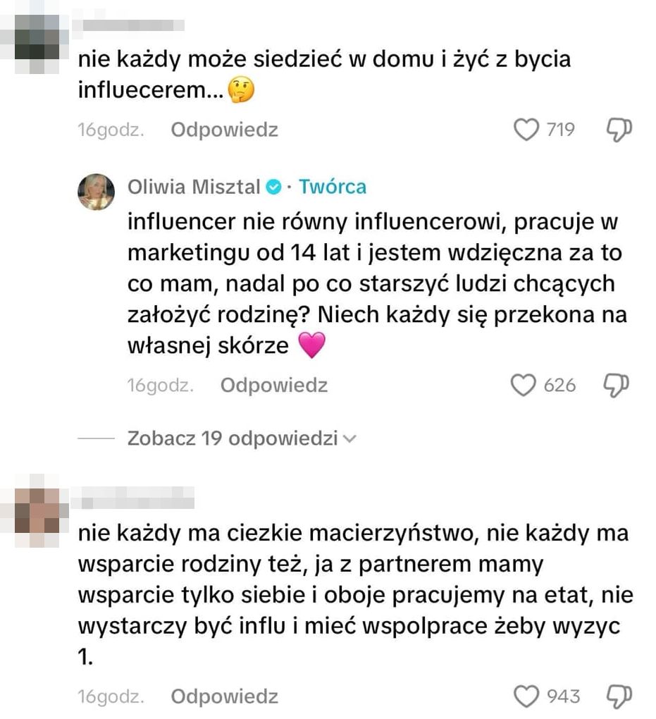 Oliwia Misztal odpowiada na krytykę