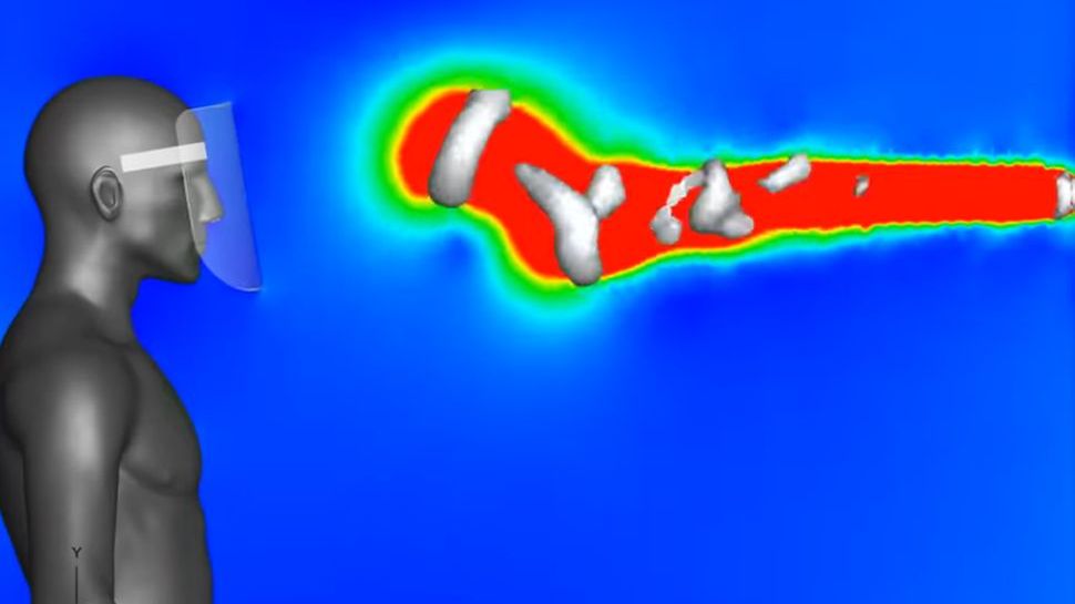 Eksperyment dotyczący skuteczności przyłbic w walce z koronawirusem.