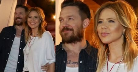 Sablewska z facetem pozują fotografom