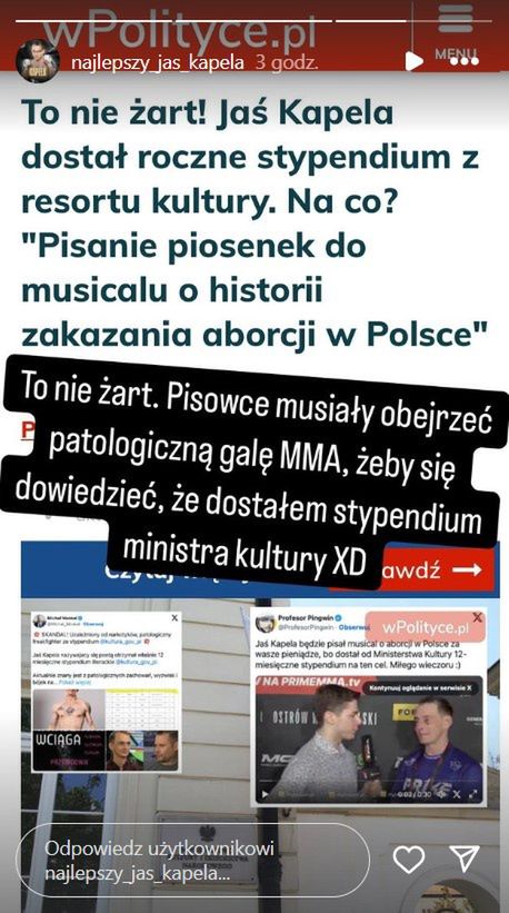Jaś Kapela dodał oświadczenie