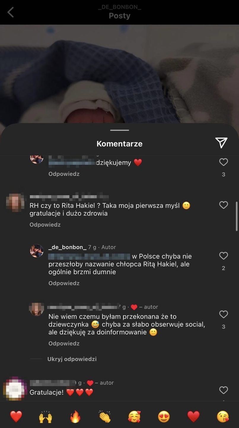 Komentarze pod postem Marcina Hakiela na Instagramie