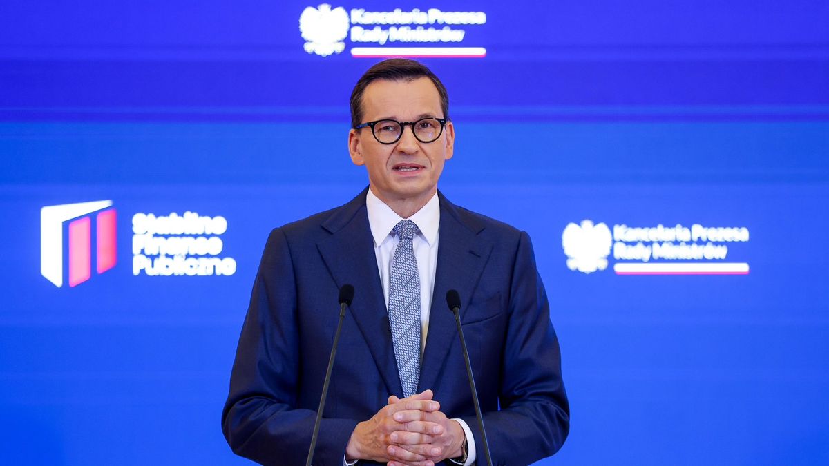 Premier Mateusz Morawiecki na konferencji 25 października 2023 r