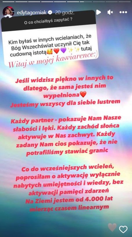 Edyta Górniak jest na Ziemi od tysięcy lat