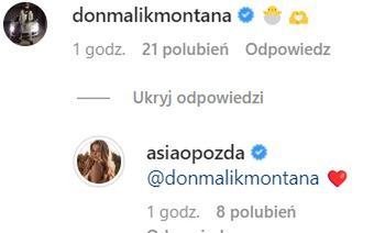 Malik Montana i Asia Opozda wymienili się komentarzami