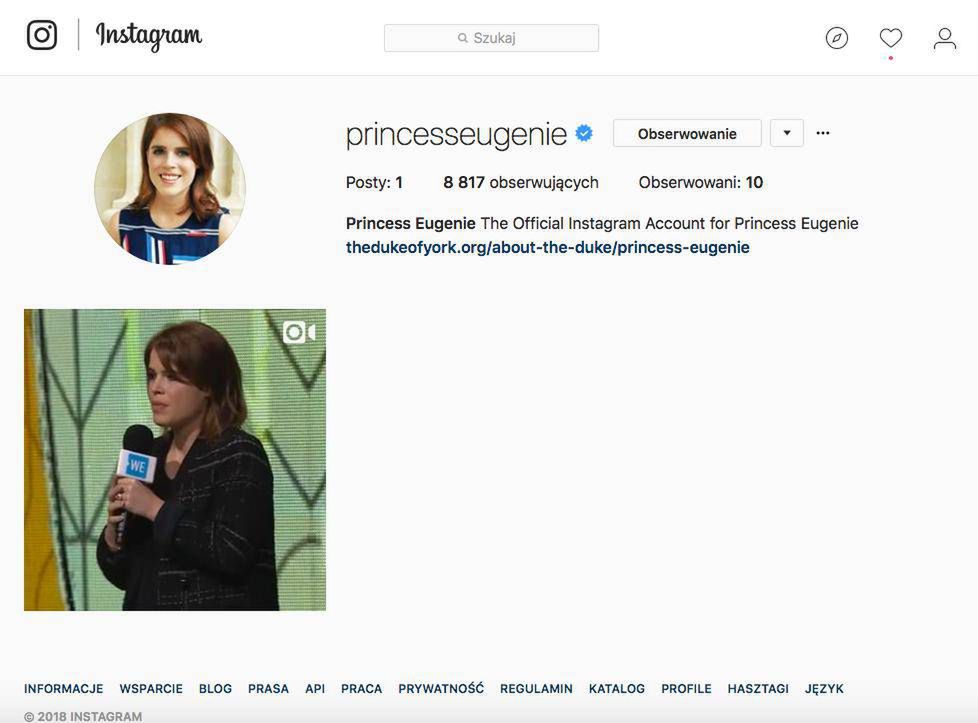 Księżniczka Eugenia ma profil na Instagramie