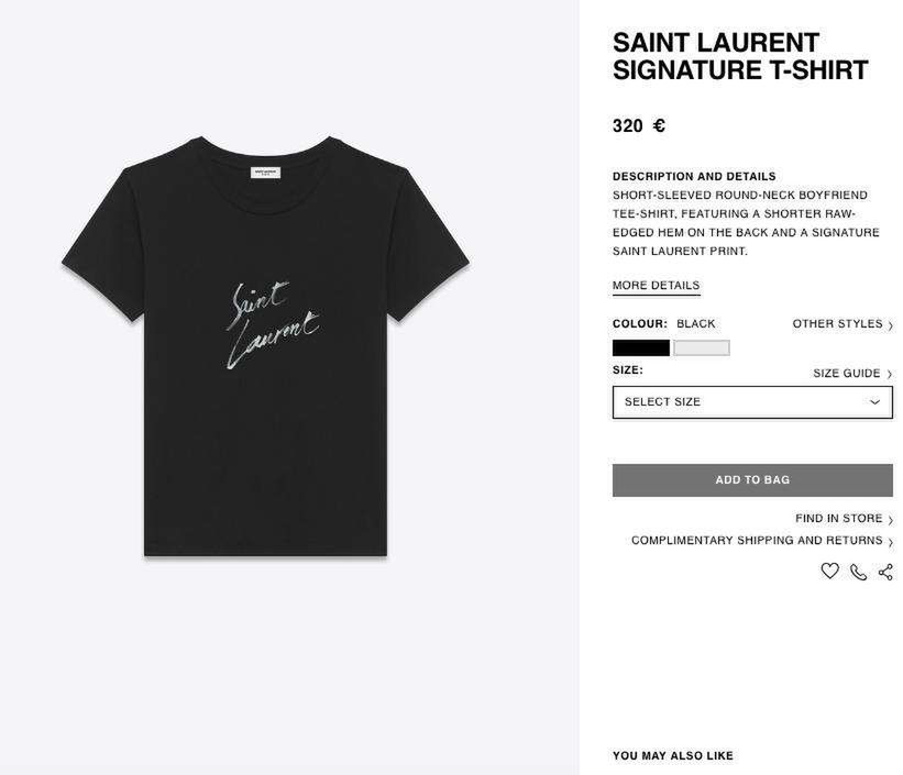Koszulka Saint Laurent za 320 euro