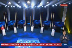 Jadwiga Wiśniewska na debacie wyborczej. Wyróżniła się swoim strojem