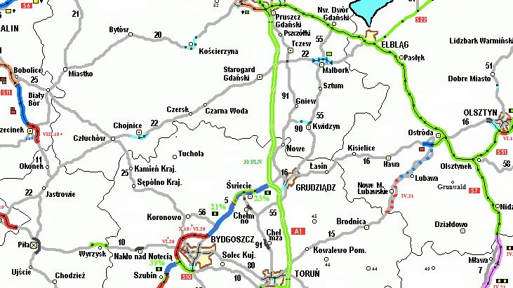 Autostrada od Torunia do Gdańska to ostatnia prosta dla wakacjuszy jadących w ten rejon wybrzeża. / Autor mapy Igor Selmaj – FB Mapa budowy dróg ekspresowych i autostrad 
