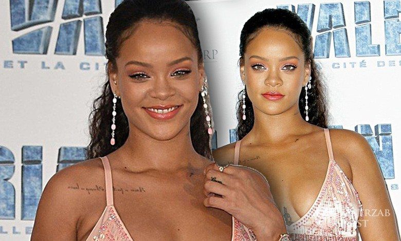 Rihanna pokazała brzuch w obcisłej kreacji na premierze "Valeriana" w Paryżu