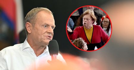 Krzyki na wiecu Tuska. "Zostawcie panią"
